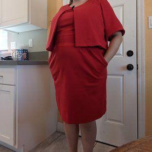 GUC Talbots Red Dress with Cape (2 Pieces)